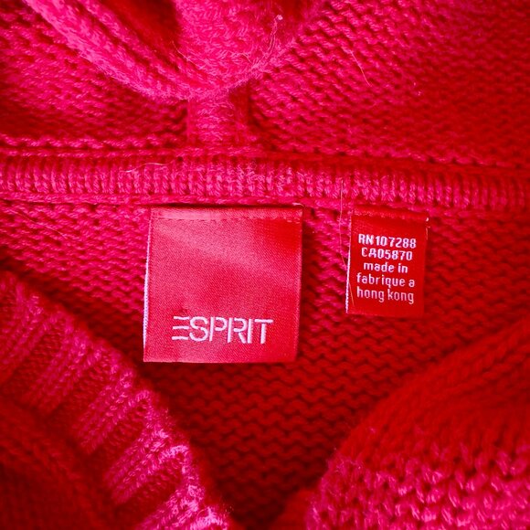 Vintage 90s Esprit Red Logo 100% Cotton Hoodie Sweater - Picture 5 of 8